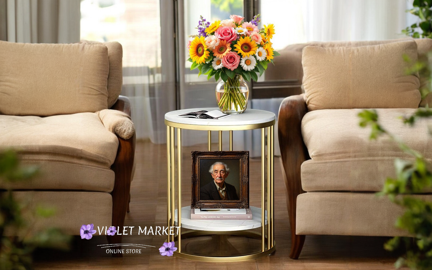 VIOLET Marble Luxe Duo Table