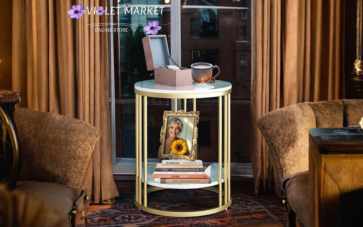 VIOLET Marble Luxe Duo Table