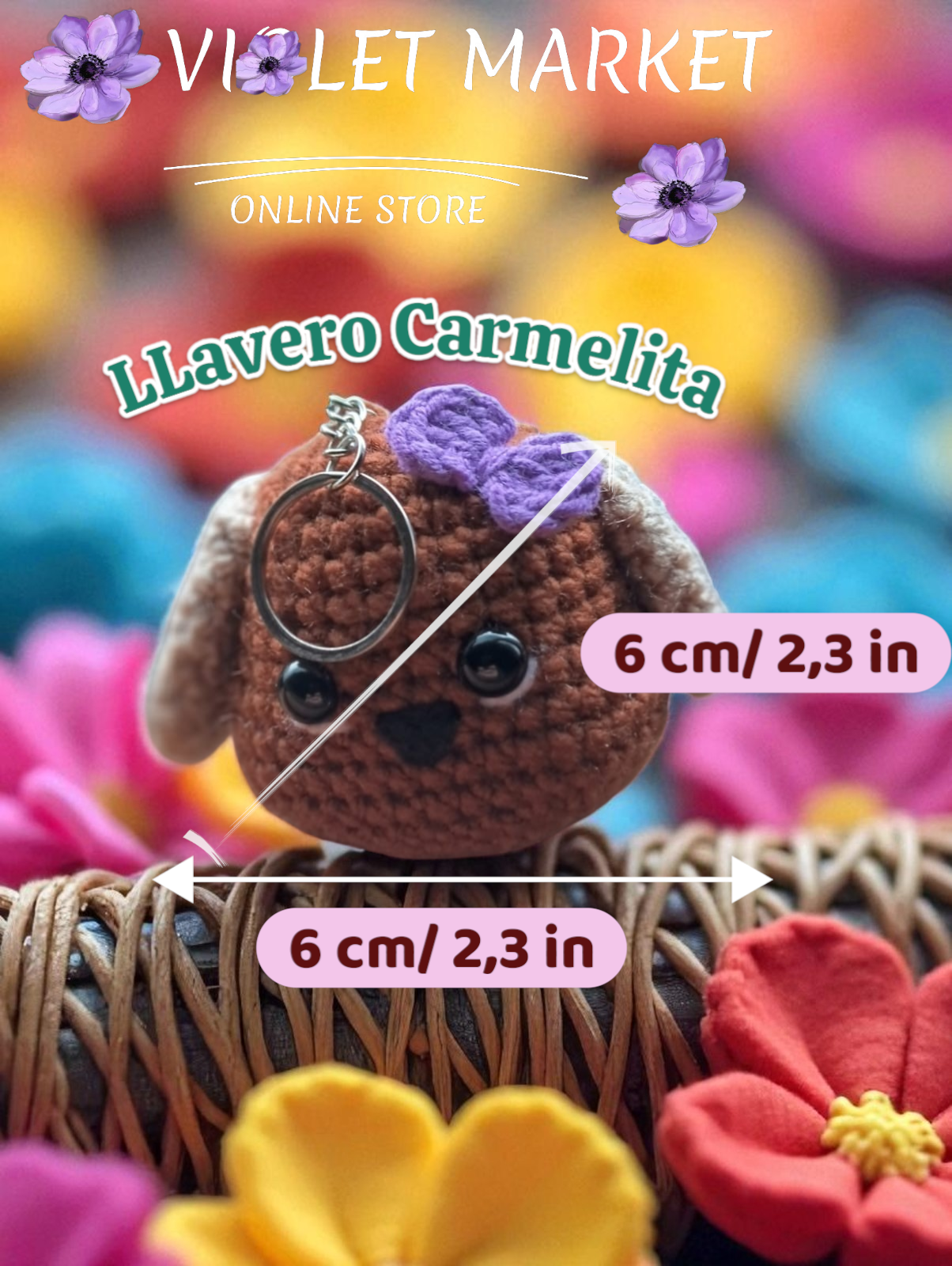 🐶💜 Carmelita, la Perrita Llavero🐶💜