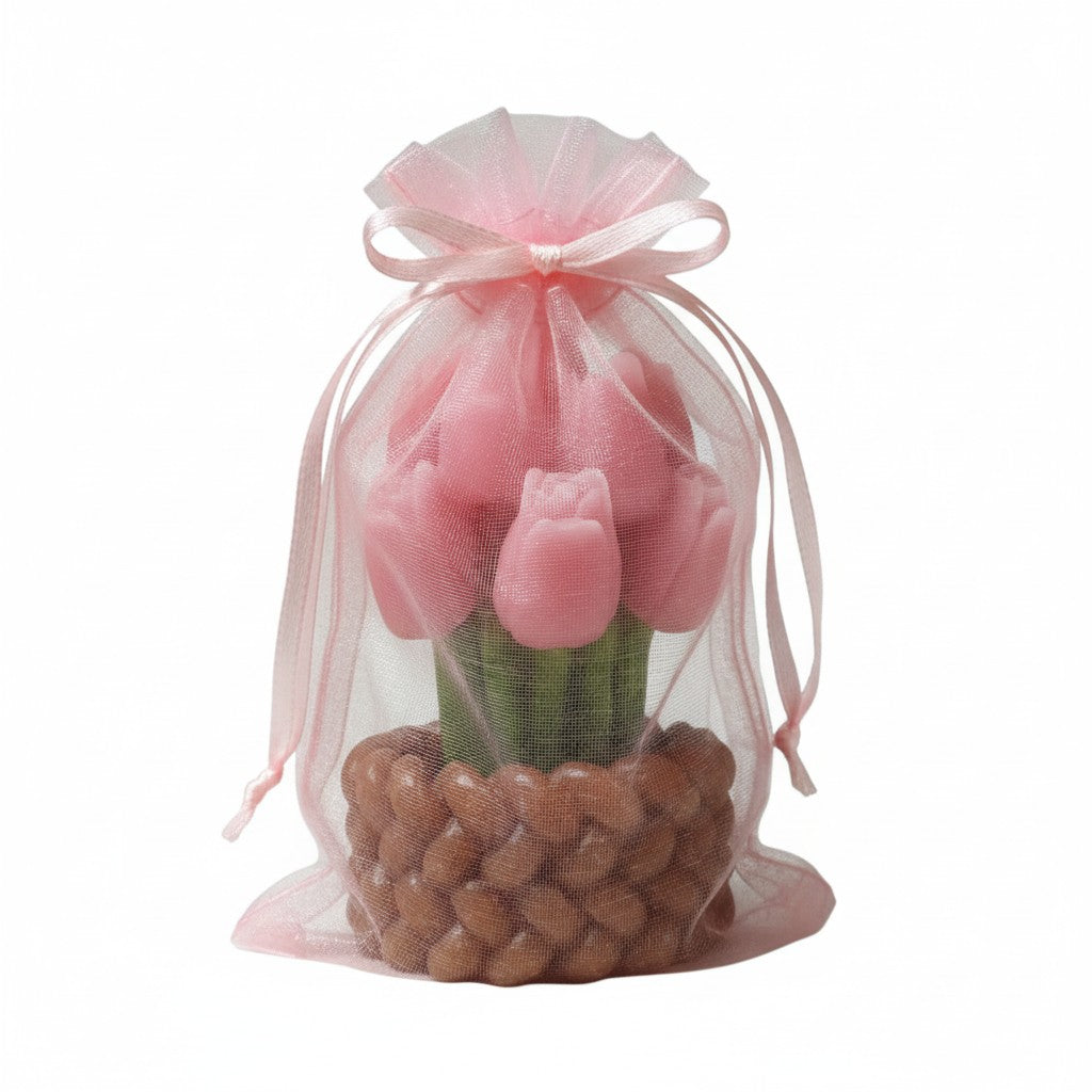 Vela Tulipán Encanto- bolsa de Organza