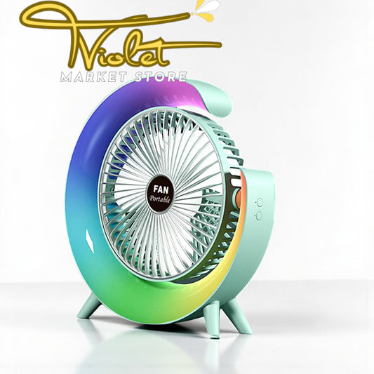 🌬️ Ventilador de Escritorio LED 3 Velocidades – Silencioso y Compacto