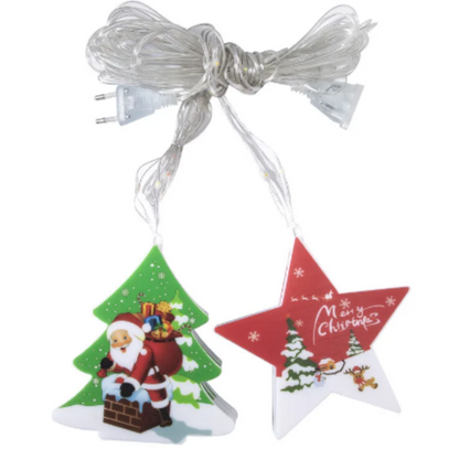 Guirnalda Cortina LED — 6 Figuras Navideñas (Bajo consumo)