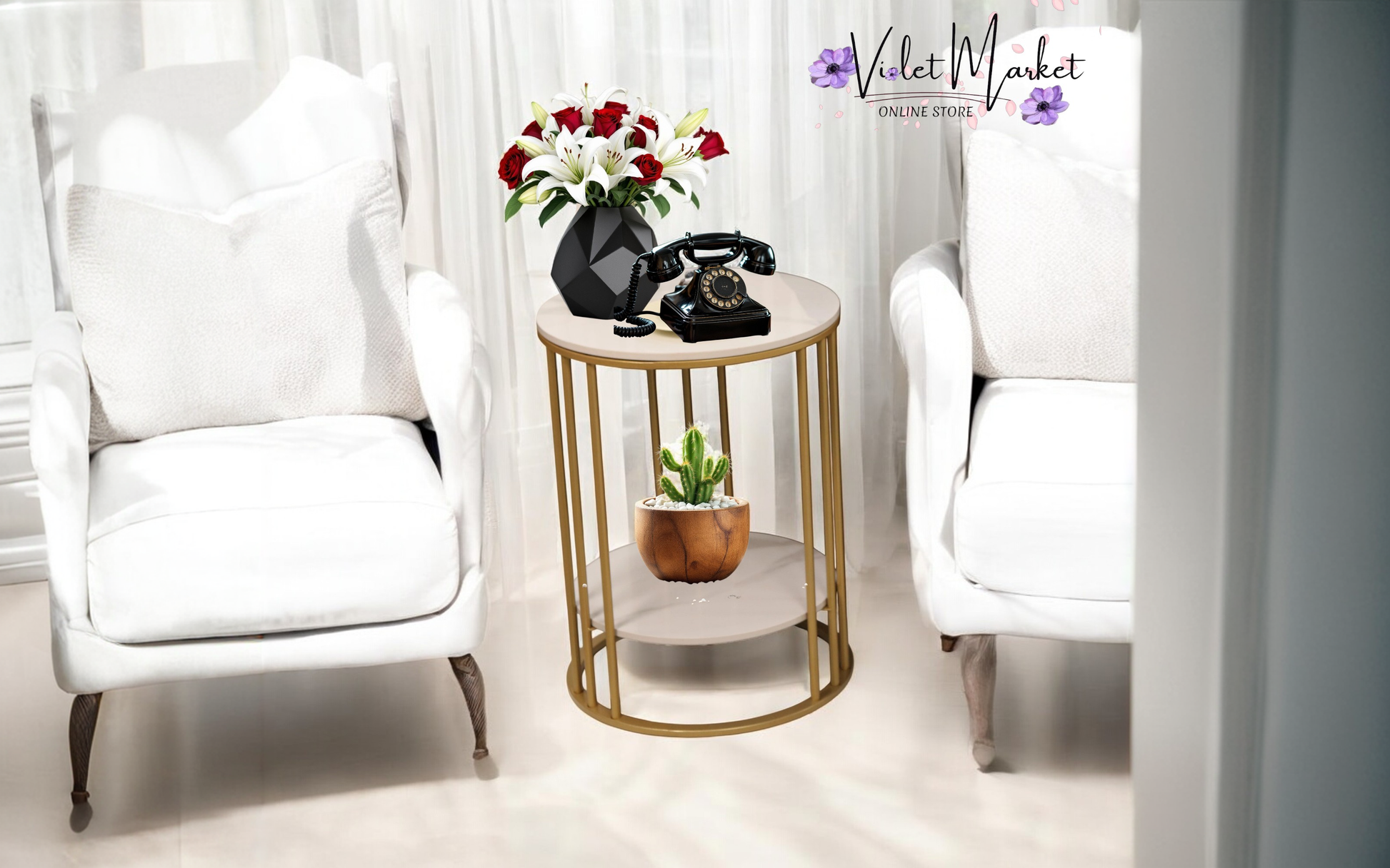 VIOLET Marble Luxe Duo Table