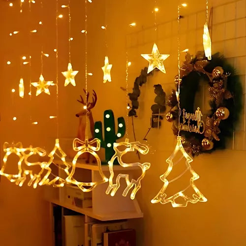 Luces de Navidad — Guirnalda Cascada 136 LED (3 m) — Blanco Cálido