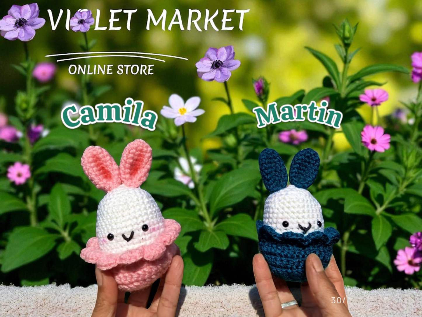 🐣🌸Camila, Martin y Leonel- Los Conejos florales de crochet 🐣🌸