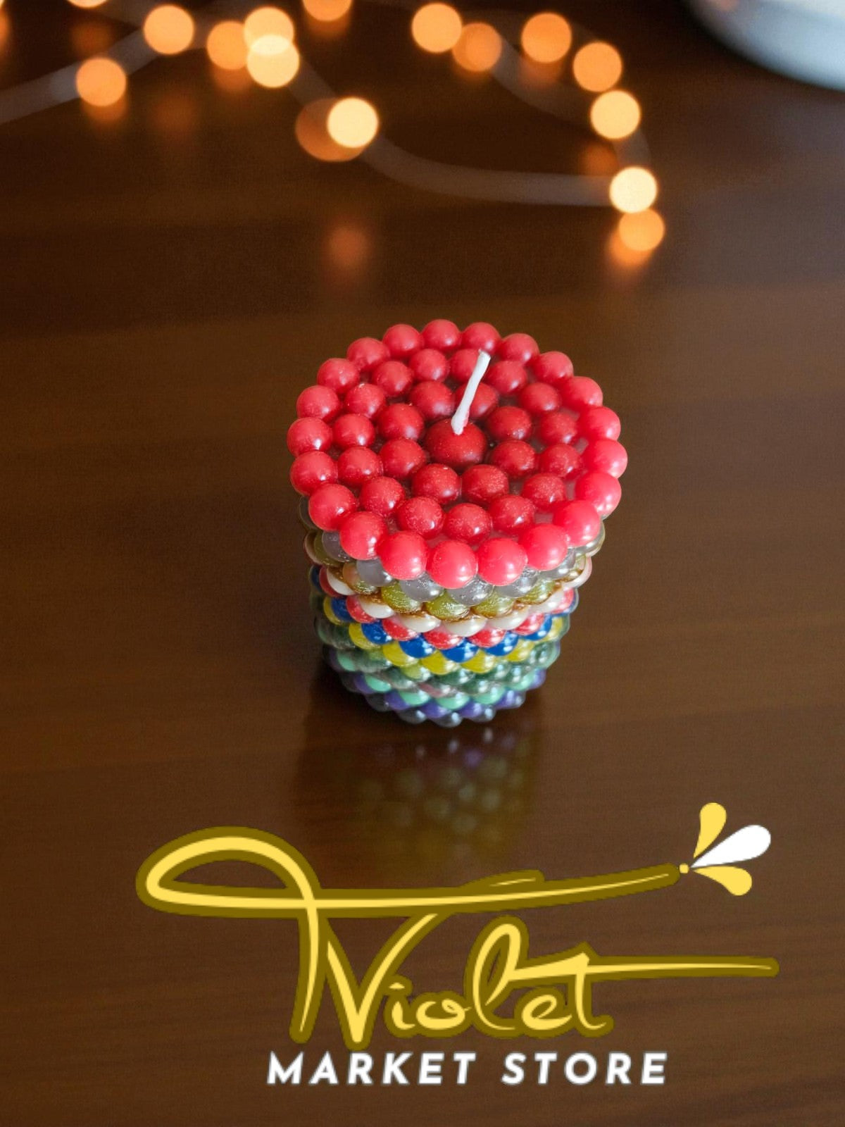 Vela Multicolor de Perlas – 100% Cera de Soja Artesanal