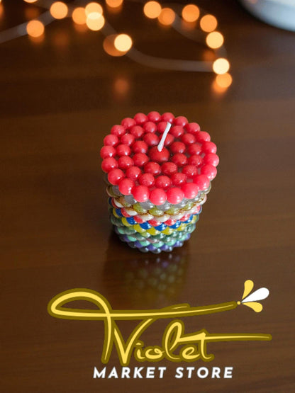 Vela Multicolor de Perlas – 100% Cera de Soja Artesanal