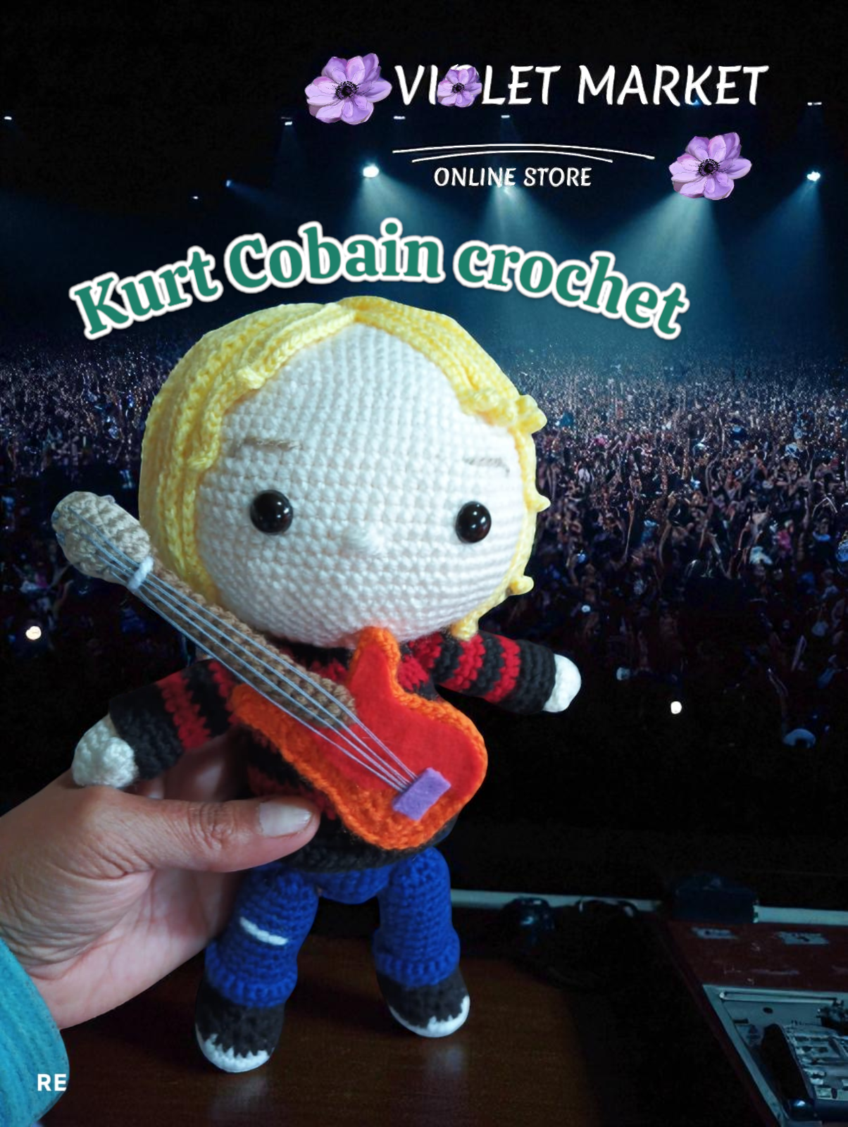 🎸 Kurt Cobain Crochet – Edición Rockera de Violet Market 🎸