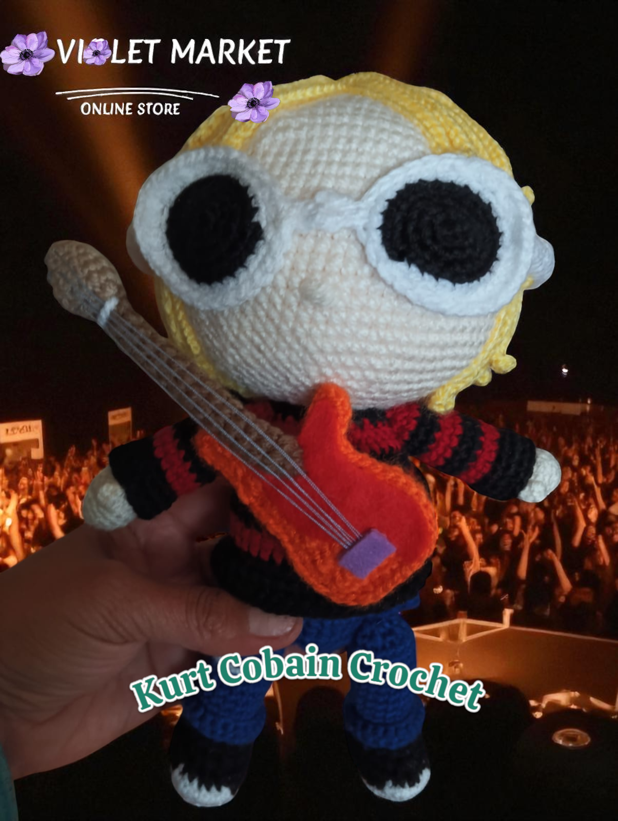 🎸 Kurt Cobain Crochet – Edición Rockera de Violet Market 🎸