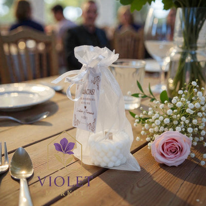 Vela Recuerdo Boda Trenzada - Bolsa Organza