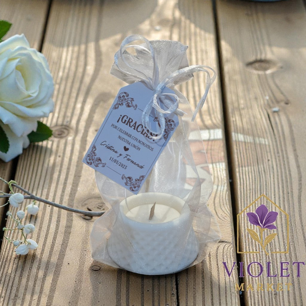 Vela Recuerdo Boda Elegancia Nupcial - Bolsa Organza