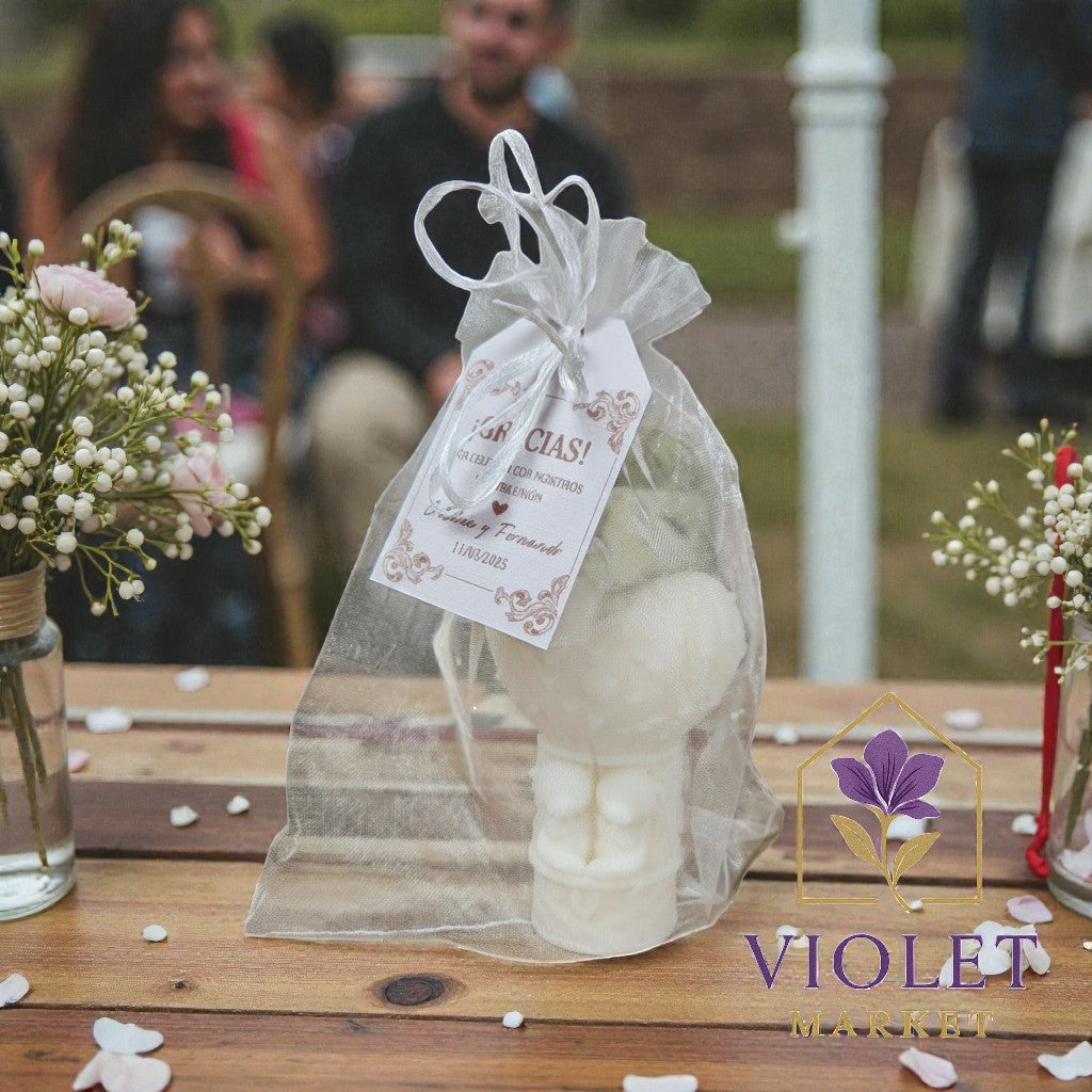 Vela Recuerdo Matrimonio Dulce - Bolsa Organza