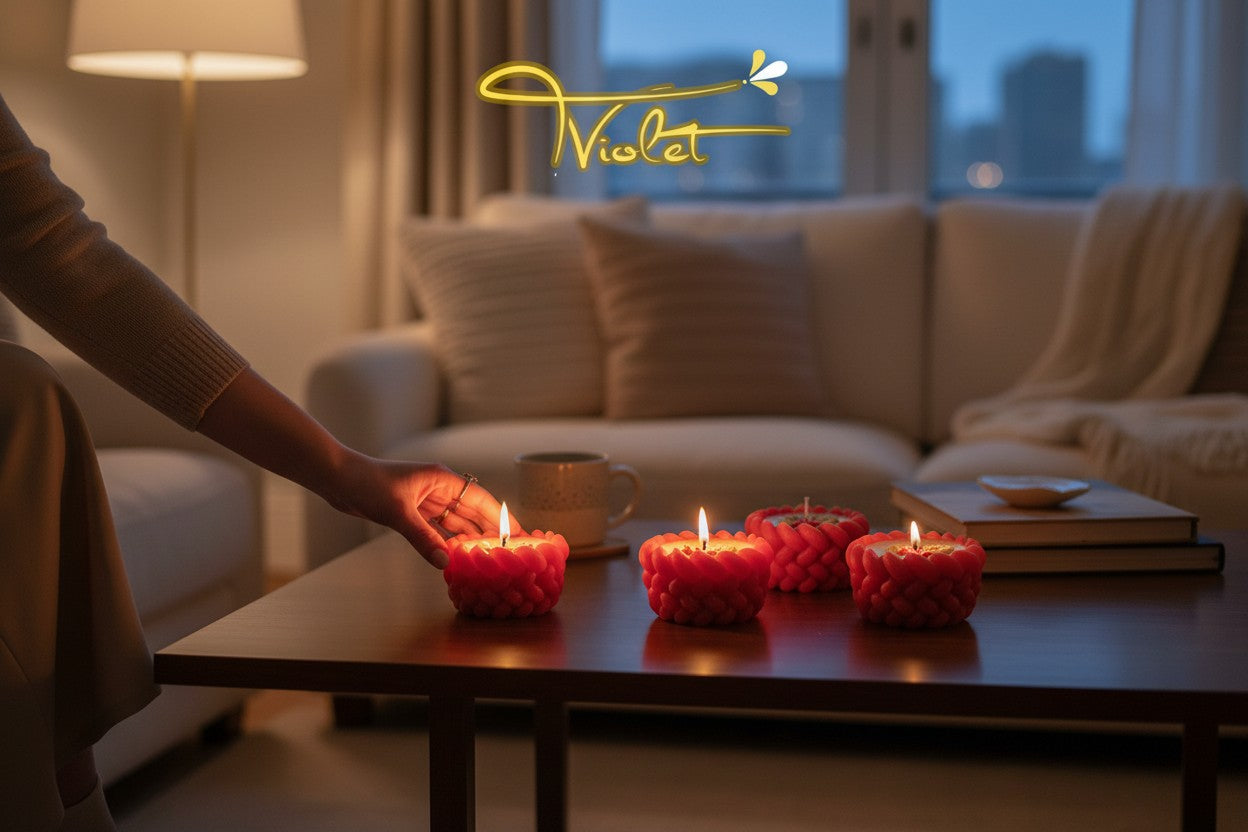 Set de 6 Velas "Trenza de Acebo" – 100% Cera de Soja Artesanal