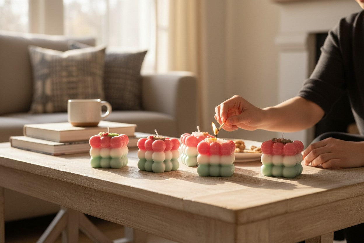 Pack 6 Velas Navideñas “Candy Cube”